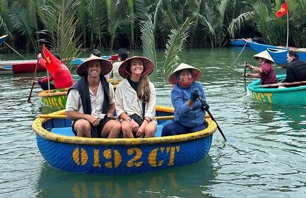 Small group sharing a basket boat ride